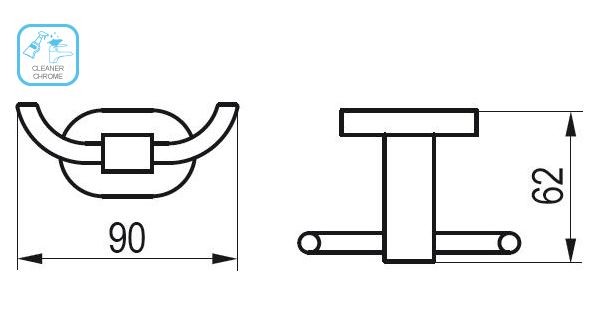 Ravak Chrome haczyk podwójny chrom X07P186