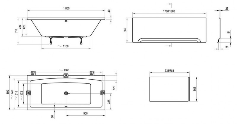 Ravak Formy 02 wanna prostokątna 180x80 cm akryl C891000000