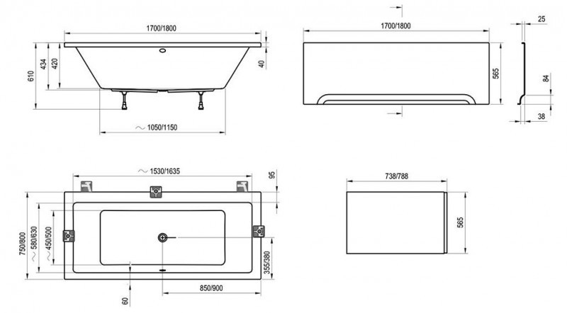 Ravak Formy 01 wanna prostokątna 180x80 cm akryl C881000000