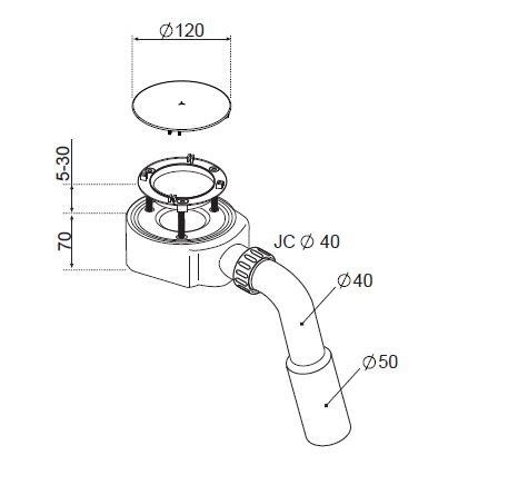 Radaway syfon brodzikowy 90mm chrom R500