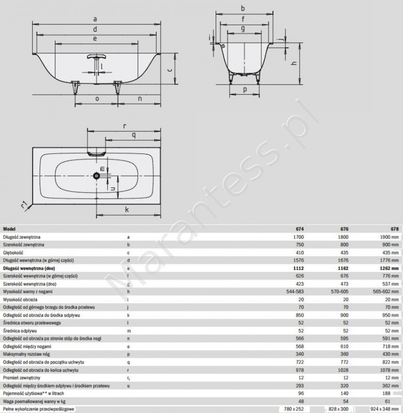 Kaldewei Silenio wanna prostokątna 170x75 model 674 267400010001