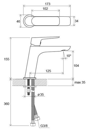 Ravak Classic bateria umywalkowa bez korka chrom X070080