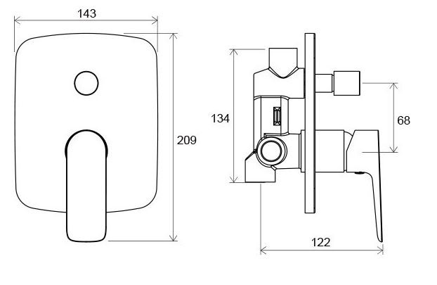 Ravak Classic bateria wannowo/prysznicowa podtynkowa z przełącznikiem chrom X070086