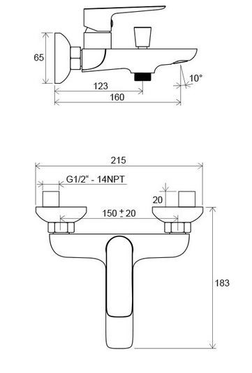 Ravak Classic bateria wannowa natynkowa chrom X070083