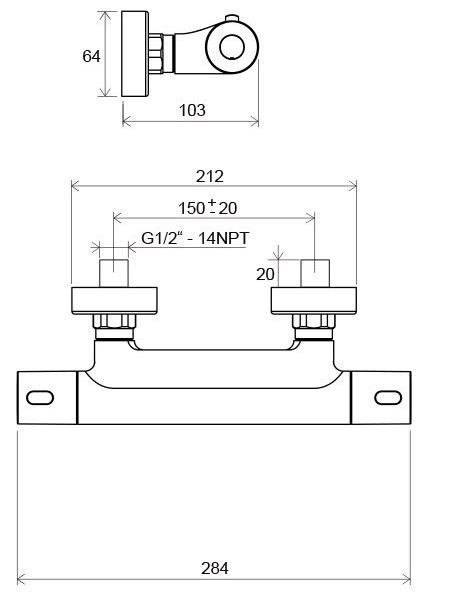 Ravak Termo bateria prysznicowa termostatyczna natynkowa chrom X070096