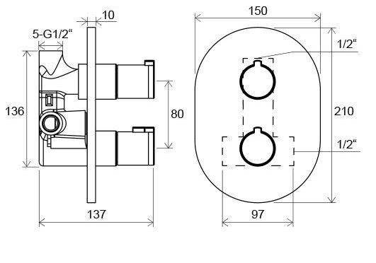 Ravak Chrome bateria prysznicowa termostatyczna podtynkowa bez przełącznika chrom X070095