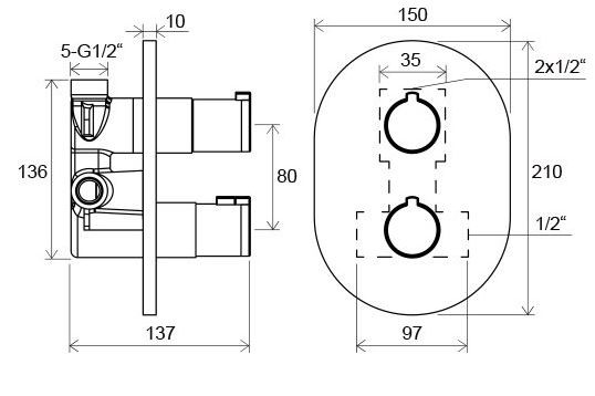 Ravak Chrome bateria wannowo/prysznicowa termostatyczna podtynkowa z przełącznikiem chrom X070094