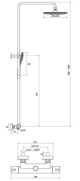Ravak Termo zestaw prysznicowy Termo 300 z baterią termostatyczną i zestawem prysznicowym biały/chrom X070099