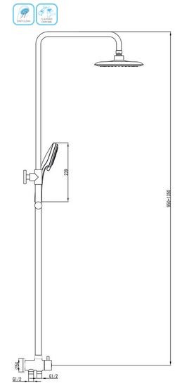 Ravak kolumna prysznicowa z deszczownicą chrom X07P232