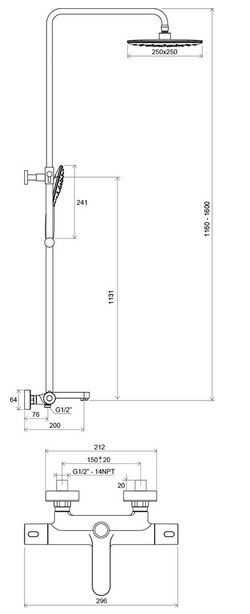 Ravak Termo zestaw prysznicowy Termo 300 z baterią termostatyczną wannową i zestawem prysznicowym biały/chrom X070098