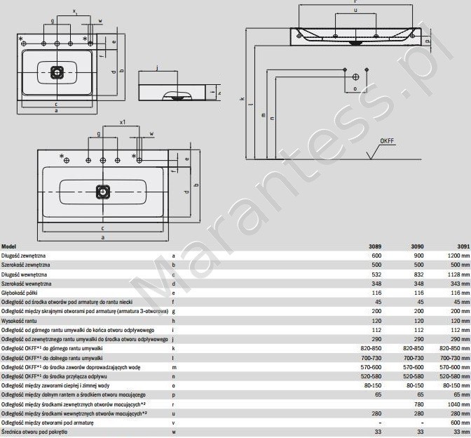 Kaldewei Cono umywalka ścienna bez przelewu 120x50 cm 3091 902706013001