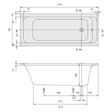 Villeroy&Boch Architektura wanna prostokątna 170x70 biała weiss alpin UBA177ARA2V-01