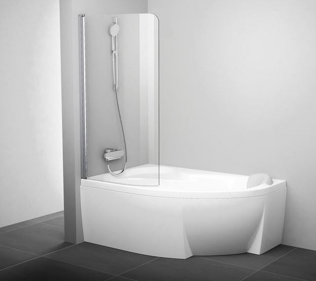 Ravak Rosa CVSK1 parawan nawannowy 100 cm do wanny 160/170 cm lewy biały przeźroczyste ANTICALC 7QLS0100Y1