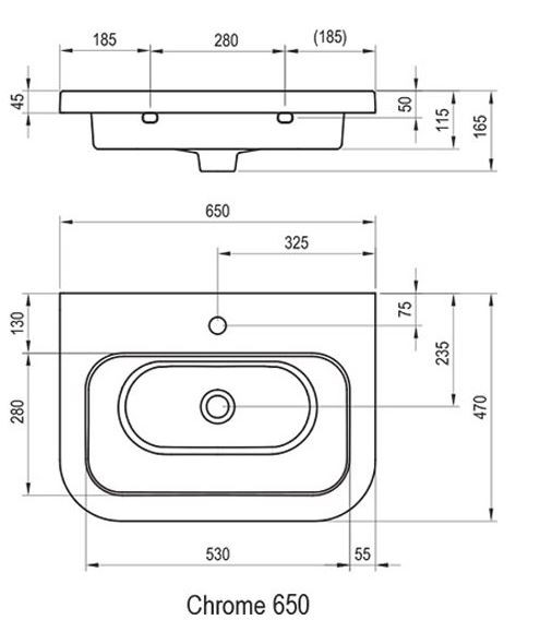 Ravak Chrome 550 umywalka meblowa 65x47 cm XJG01165000