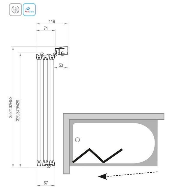 Ravak VS3 Supernova parawan nawannowy uniwersalny 100 cm srebrny matowy przeźroczyste 795P0U00Z1