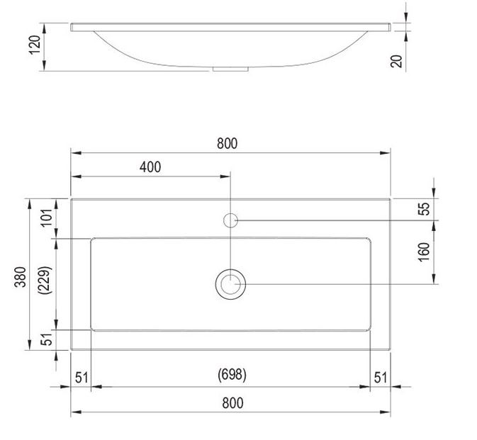 Ravak Clear umywalka meblowa 80x38 cm bez przelewu  z otworem biała XJJ01180000