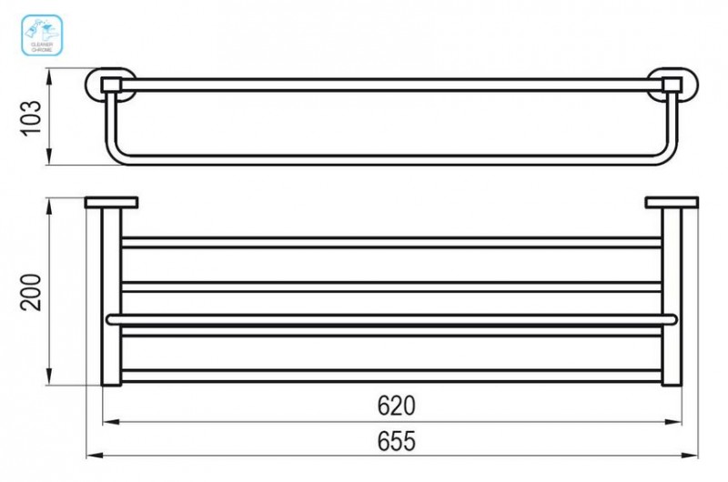 Ravak Chrome półka na ręczniki z relingiem 66 cm chrom X07P194
