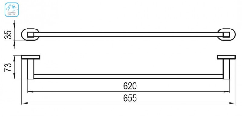 Ravak Chrome reling na ręcznik 66 cm chrom X07P192