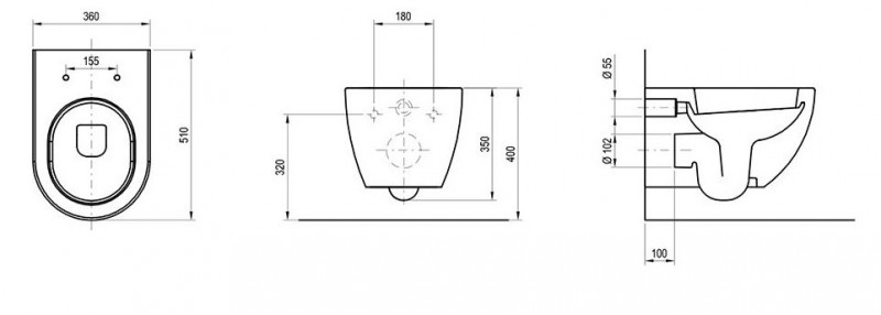 Ravak Uni Chrome muszla wisząca 51 cm biała X01516