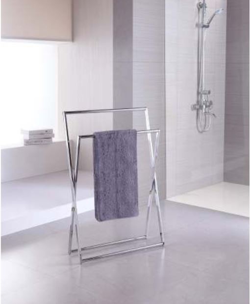 Stella stojak wieszak wolnostojący na ręczniki kwadratowy skłądany chrom połysk 19209