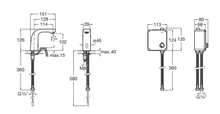 Roca L20 bateria umywalkowa elektroniczna z mieszaczem BOX, zasilanie DC (baterie) A5A5309C00