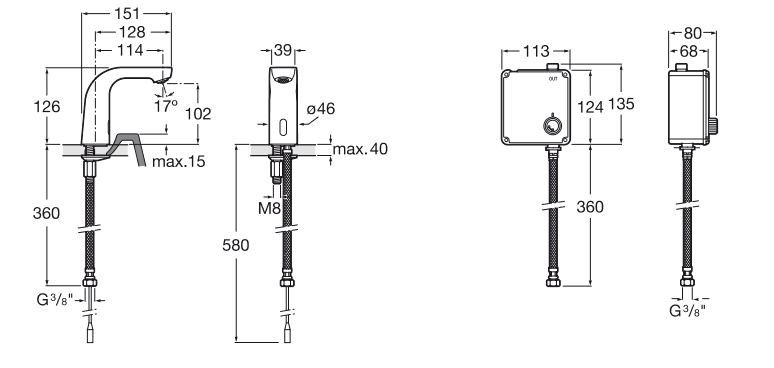 Roca L20 elektroniczna bateria umywalkowa, zasilanie DC (baterie) A5A5609C00