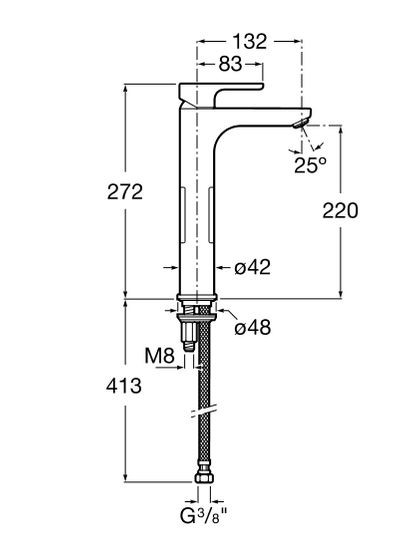 Roca L20 jednouchwytowa bateria umywalkowa wysoka sztorcowa z uchwytem XL A5A3H09C00