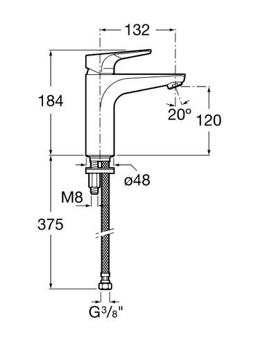 Roca Atlas jednouchwytowa bateria umywalkowa sztorcowa Medium bez korka (COLD START) A5A3990C00