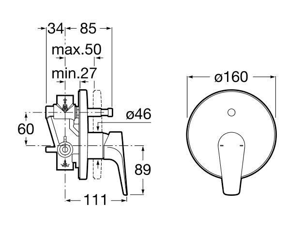 Roca Atlas bateria wannowo-prysznicowa podtynkowa A5A0690C00