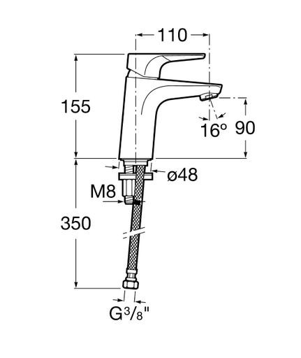 Roca Atlas jednouchwytowa bateria umywalkowa sztorcowa bez korka (COLD START) A5A3290C00