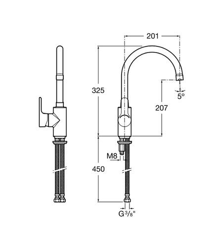 Roca L20 bateria zlewozmywakowa stojąca wysoka A5A8409C00
