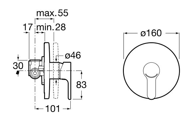 Roca L20 bateria prysznicowa podtynkowa A5A2A09C00
