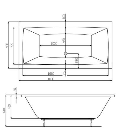 Roca Vita wanna prostokątna 180x90 z nogami A24T082000