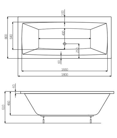 Roca Vita wanna prostokątna 180x80 z nogami A24T074000