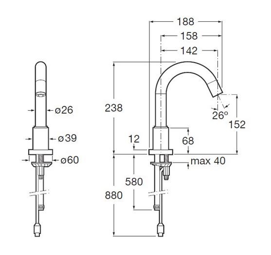 Roca Loft-E Bateria umywalkowa elektroniczna z mieszaczem AC 230V A5A3343C00