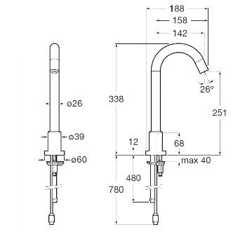 Roca Loft-E Bateria umywalkowa elektroniczna wysoka z mieszaczem DC BAT A5A3743C00