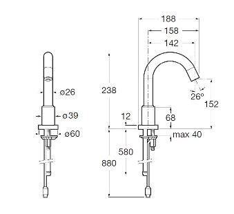 Roca Loft-E Bateria umywalkowa elektroniczna z mieszczem DC BAT A5A3243C00