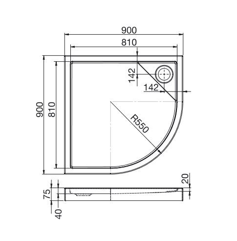 Roca Malaga Rondo Medio brodzik półokrągły 90x90 biały A27T003000