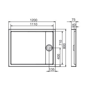 Roca Granada Medio brodzik prostokątny 120x80 biały A27T007000