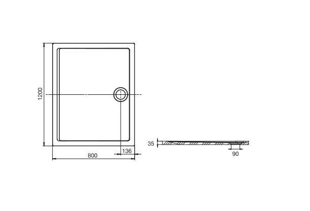 Roca Aeron brodzik prostokątny z konglomeratu stonex 120x80 biały A276282100