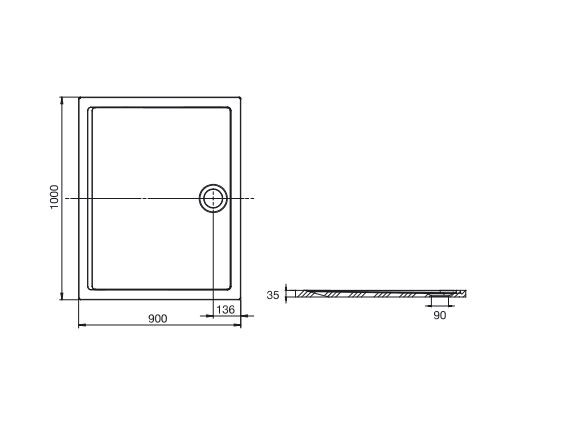 Roca Aeron brodzik prostokątny z konglomeratu stonex 100x90 biały A276294100