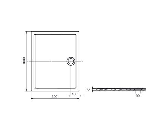Roca Aeron brodzik prostokątny z konglomeratu 100x80 biały A276285100