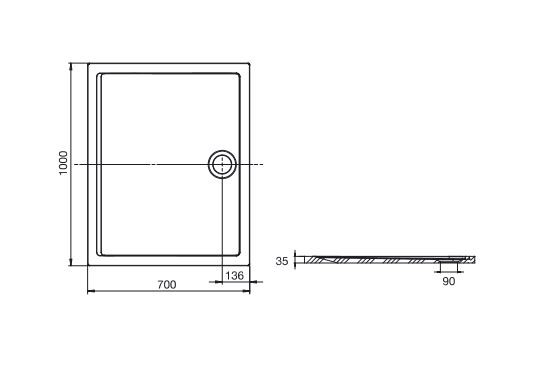 Roca Aeron brodzik prostokątny z konglomeratu 100x70 biały A276288100 - !!!!!
