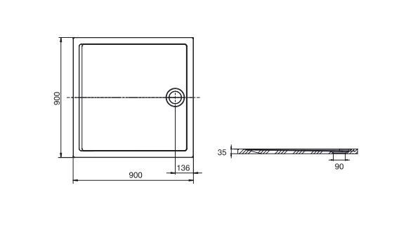 Roca Aeron brodzik kwadratowy z konglomeratu 90x90 biały A276281100