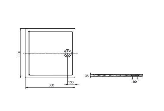 Roca Aeron brodzik kwadratowy z konglomeratu 80x80 biały A276284100