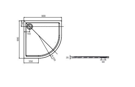 Roca Aeron brodzik półokrągły z konglomeratu 90x90 biały A276280100