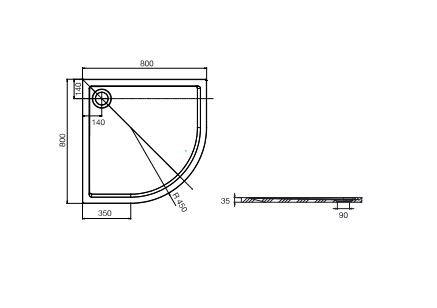 Roca Aeron brodzik półokrągły z konglomeratu 80x80 biały A276283100