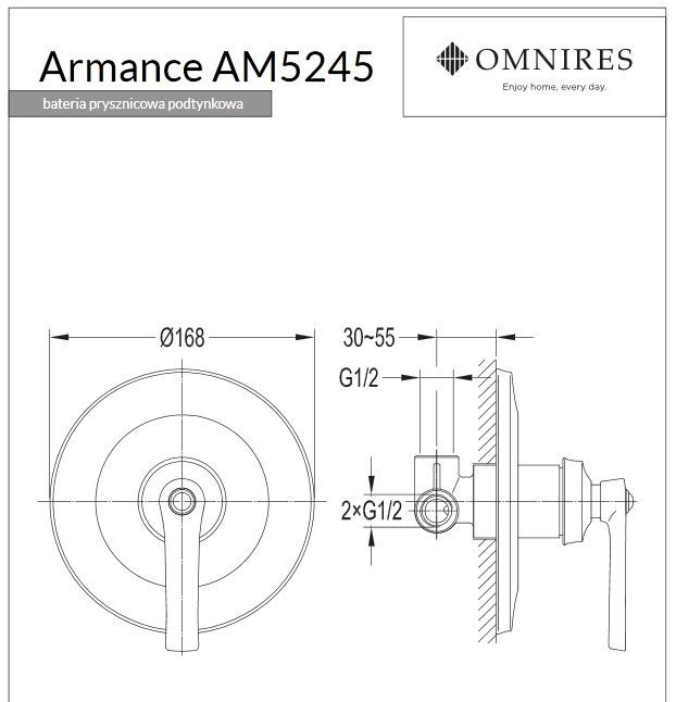 Omnires Armance bateria prysznicowa podtynkowa retro miedź antyczna AM5245ORB