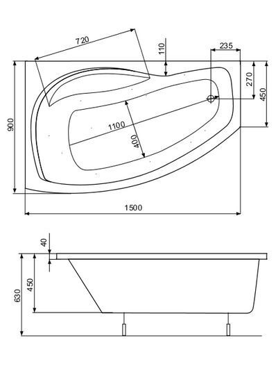 Roca Nicole wanna narożna prawa 150x90 A24T145000