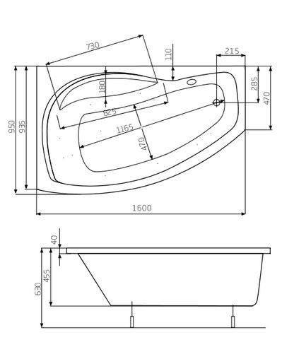 Roca Nicole wanna narożna lewa 160x95 A24T169000
